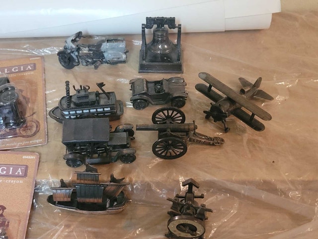 14 Vintage Copper Pencil Sharpener plane car Canon clock ship - photo 3