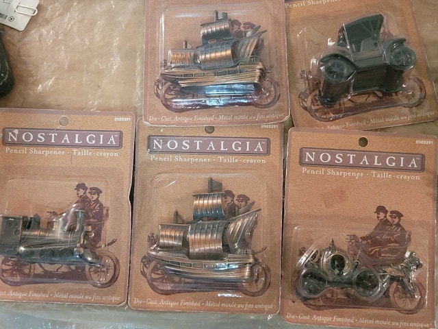 14 Vintage Copper Pencil Sharpener plane car Canon clock ship - photo 5