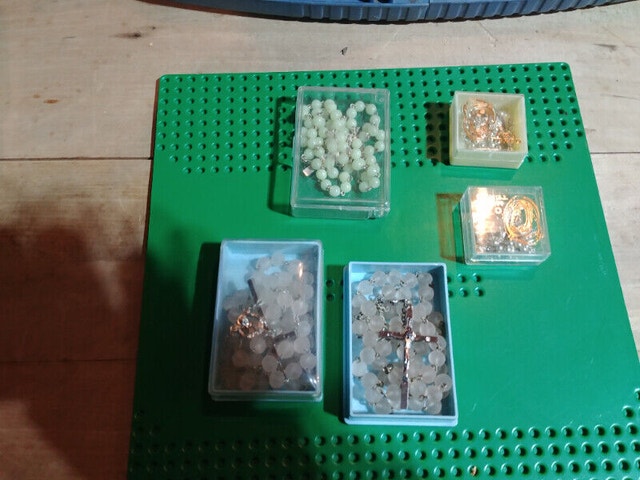 3 New Vintage Glass Rosary Virgin Mary