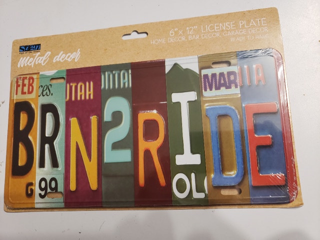 BORN 2 RIDE New tin sign licence plate