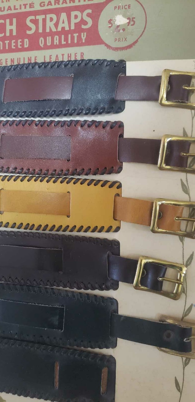5 NEW VINTAGE WIDE WATCHE LEATHER BIKER BAND BRACELET - photo 3