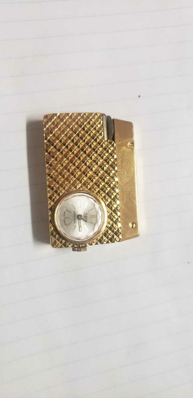 VINTAGE WINDUP CLOCK SHEFFILD BUTANE GOLD LIGHTER - photo 3