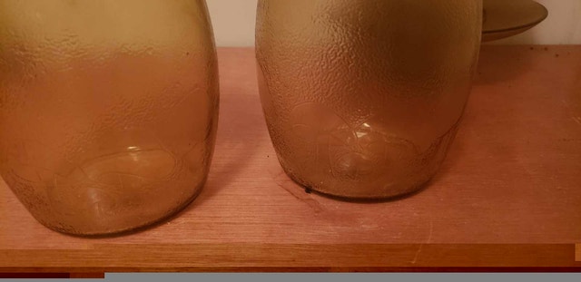Vintage 6 Amber glass cake plate 2 glass cookies jar - photo 5