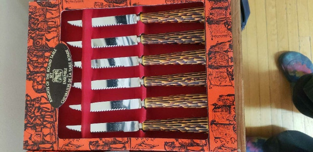 Vintage Crown Sheffield Set 6 Knights of the Round Table Knives