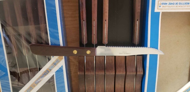 NEW VINTAGE COOKBOOK CUTLERY KITCHEN 11 KNIVES WOOD CASE - photo 4