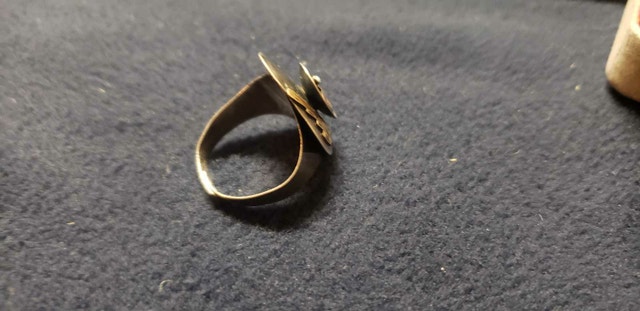 VINTAGE 10K GOLD 925 SILVER TURQUOISE NAVAJO INDIAN RING - photo 5