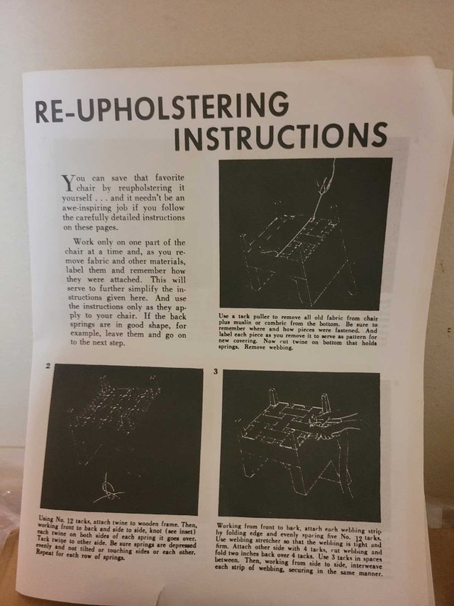 Vintage New set Furniture Re-upholstering Kit - photo 2