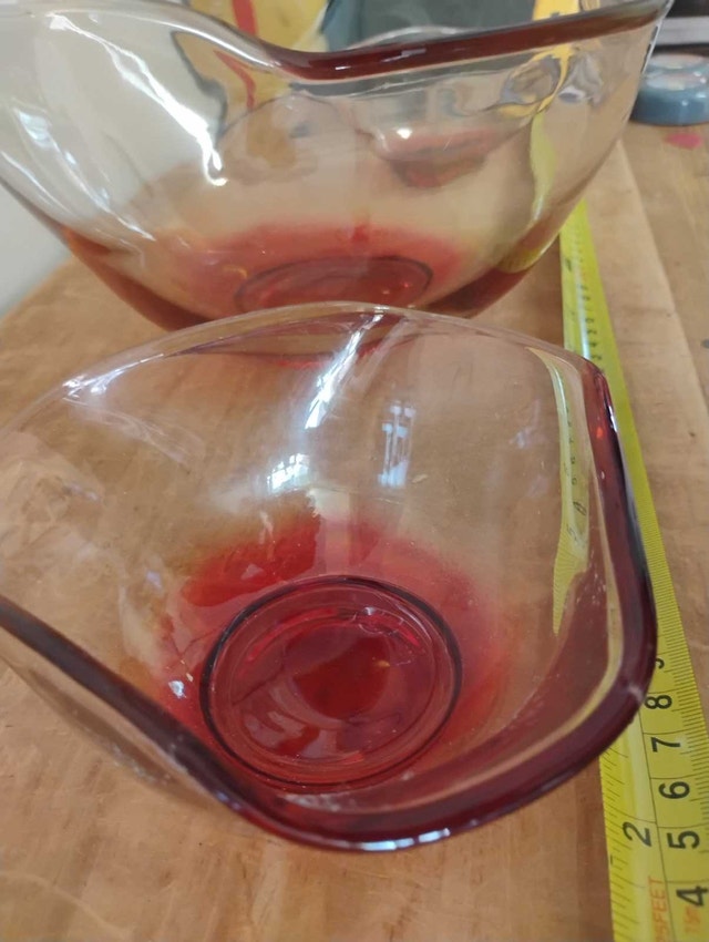 Vintage Ruby Glass Chips Dip Serving Bowls Indiana Cranberry - photo 3
