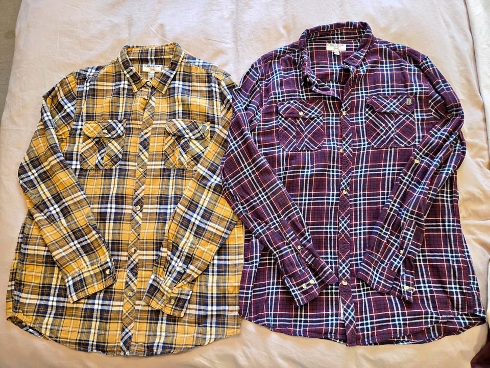 Lot of 2 -Mens XXL 100% Cotton plaid flannel shirts