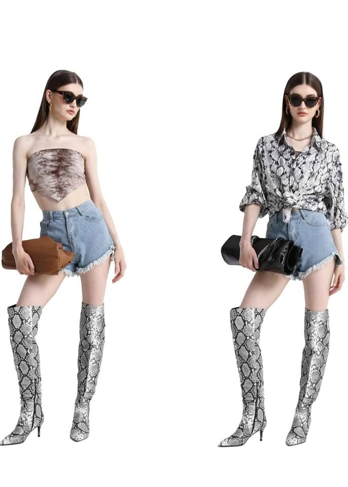 Womens size 6 python thigh high boots - photo 3