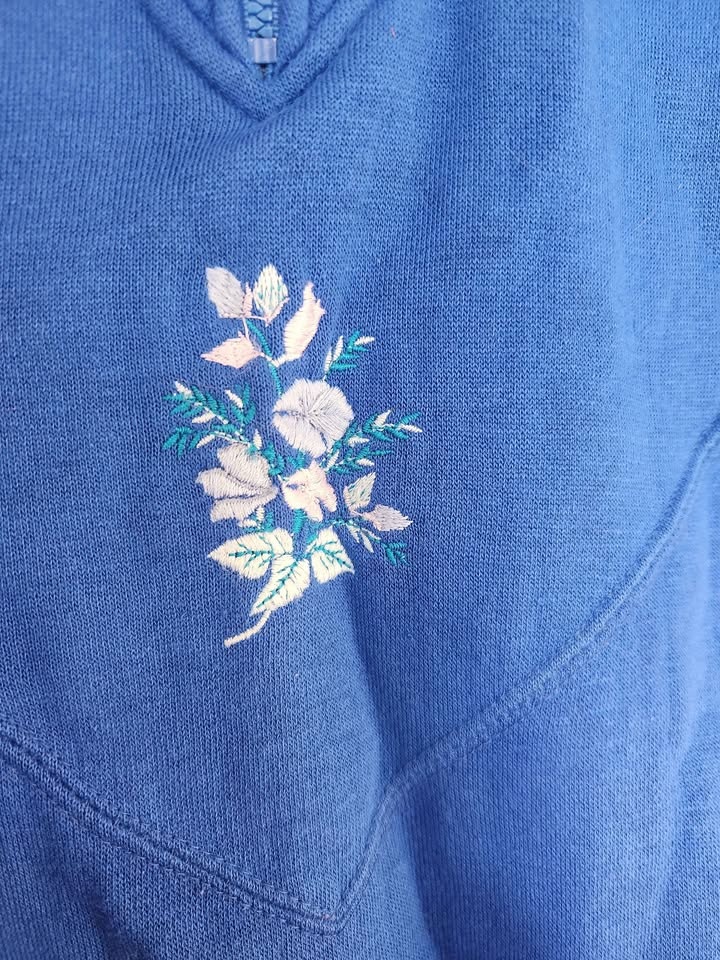 Vintage Floral Blue Sweater Zipper - photo 2