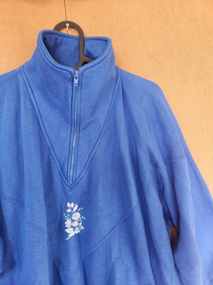 Vintage Floral Blue Sweater Zipper - photo 4