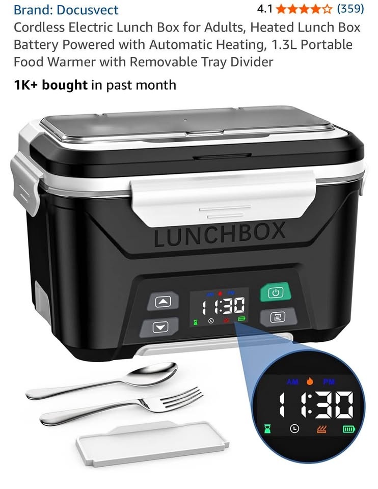 Cordless Heated Lunch Box – Battery Powered (1.3L)