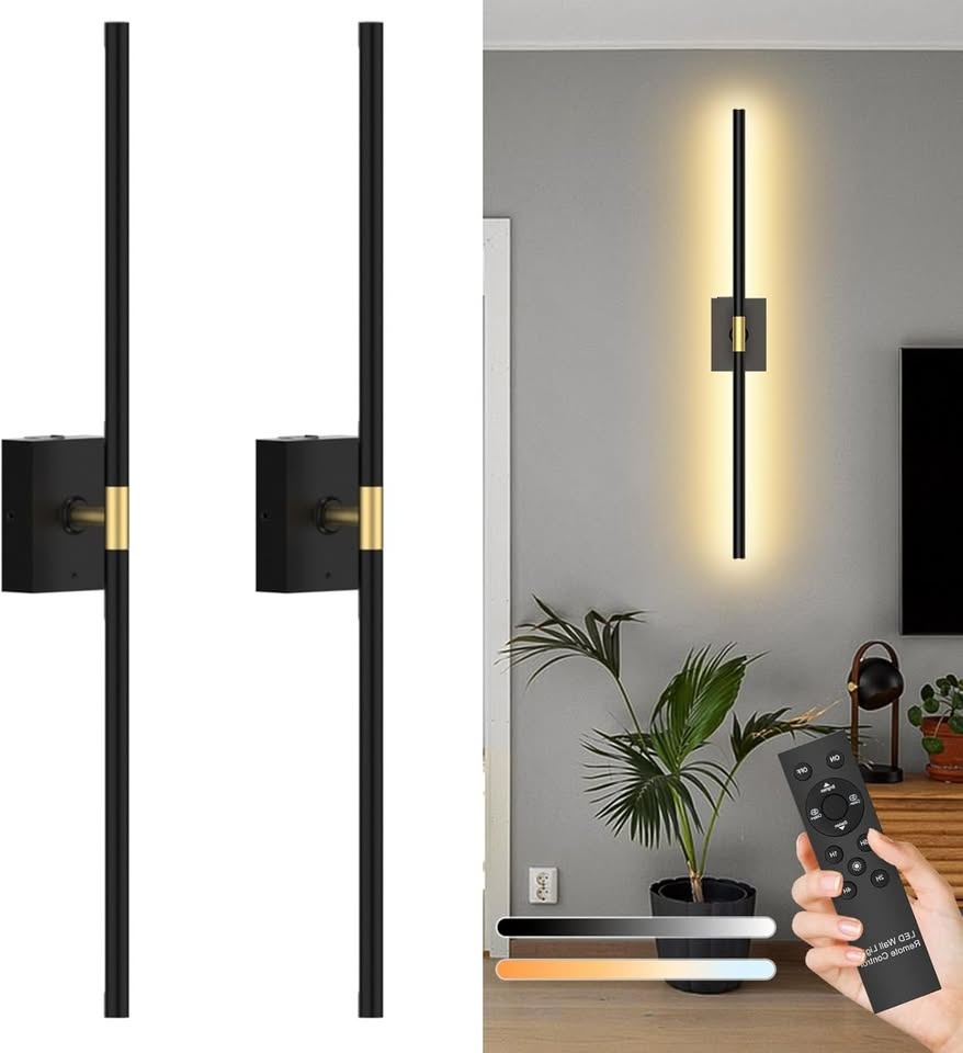 Black Battery Operated Wall Sconce Lights - photo 2