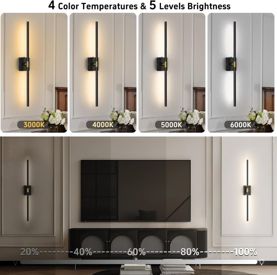 Black Battery Operated Wall Sconce Lights - photo 3