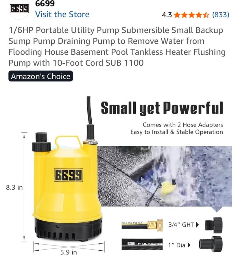 Portable Submersible Water Pump – 1/4 - photo 4