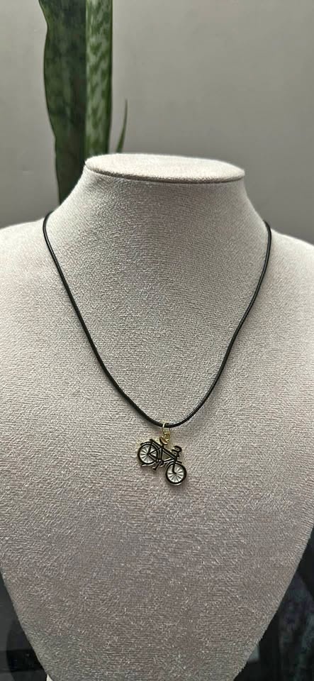 Black bicycle necklace