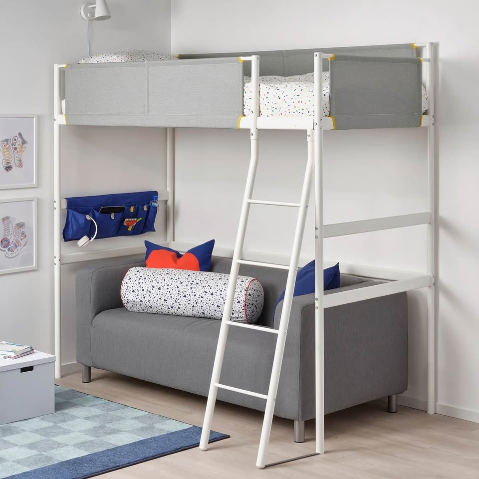 IKEA VITVAL Loft Bed Frame – Twin (White/Light Gray) - photo 2