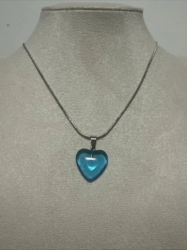 Clear blue heart necklace