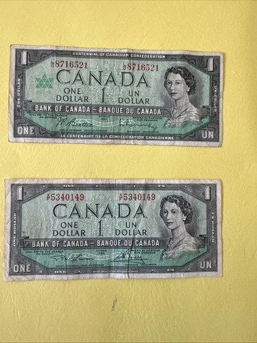 1 Canada dolla bill 1954 & 1967-2x