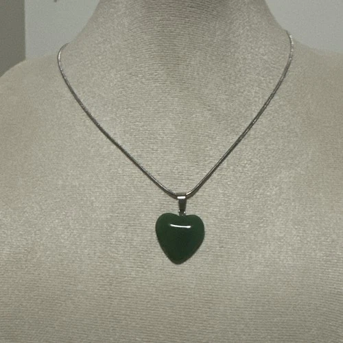 Jade green heart necklace