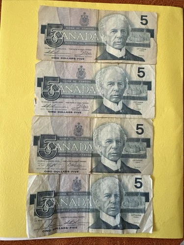 5 Canada dollar bill 1986-4x