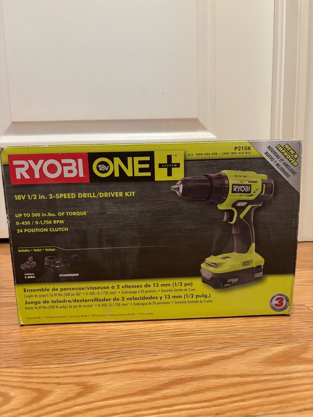 Ryobi 18V Cordless 1/2 in. Drill/Driver Kit - NEW