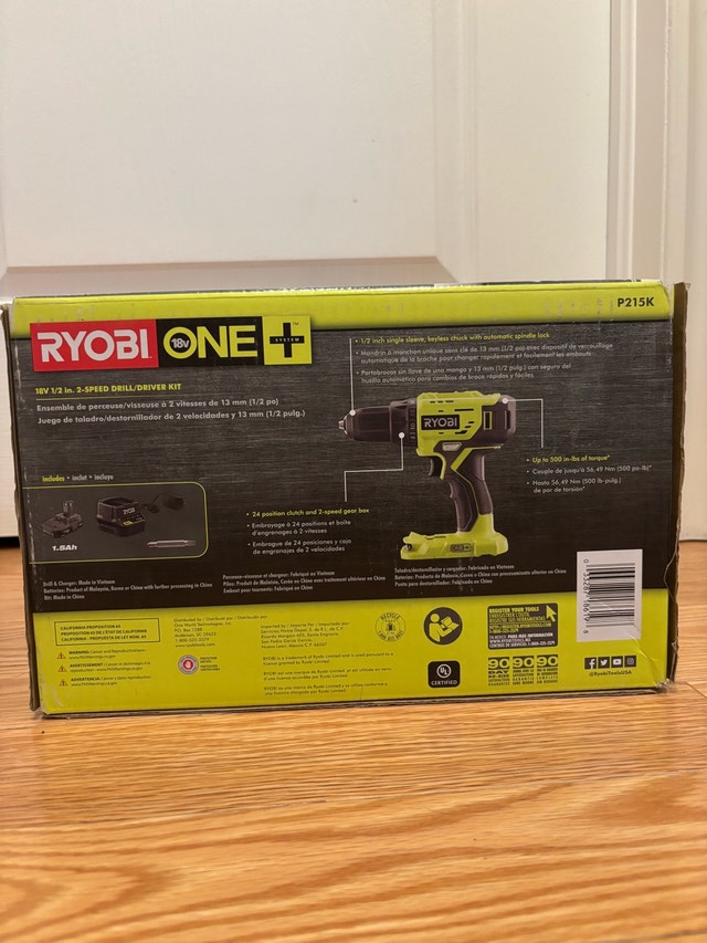 Ryobi 18V Cordless 1/2 in. Drill/Driver Kit - NEW - photo 2