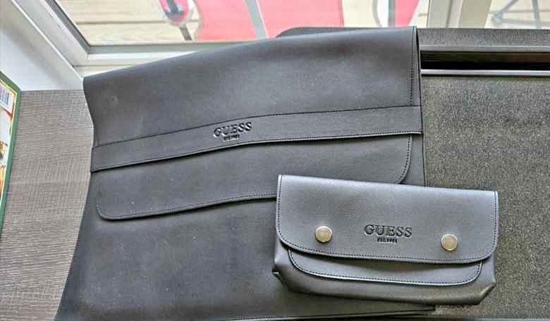 Black GUESS Leather Laptop Bag and Accessory Pouch (New)