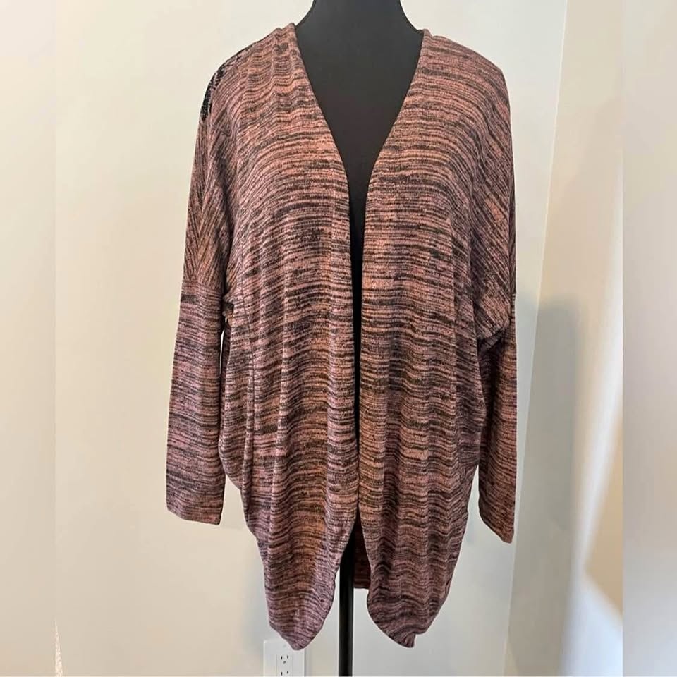 Open Front Cardigan With Velvet Floral Detail Size Medium