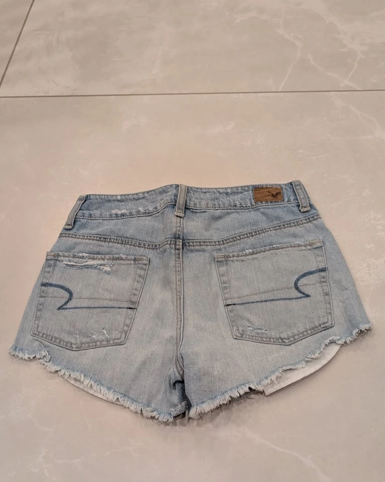 American Eagle Womens Light Blue Ripped Jean Shorts Size 2 - photo 4