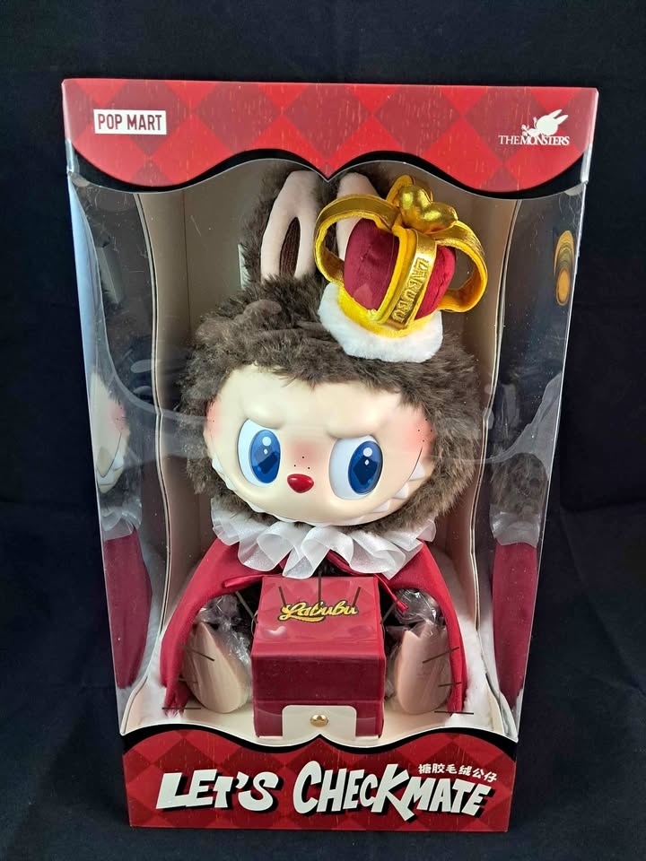 Pop Mart Let's Checkmate Series-Vinyl Plush Doll Labubu + Free g