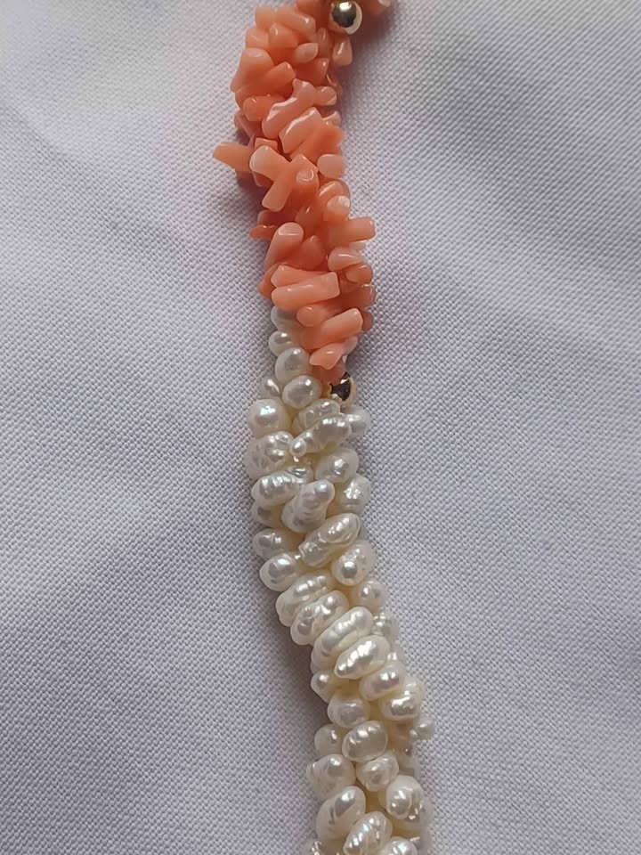 Rare Large vintage pearl & coral necklace - photo 2