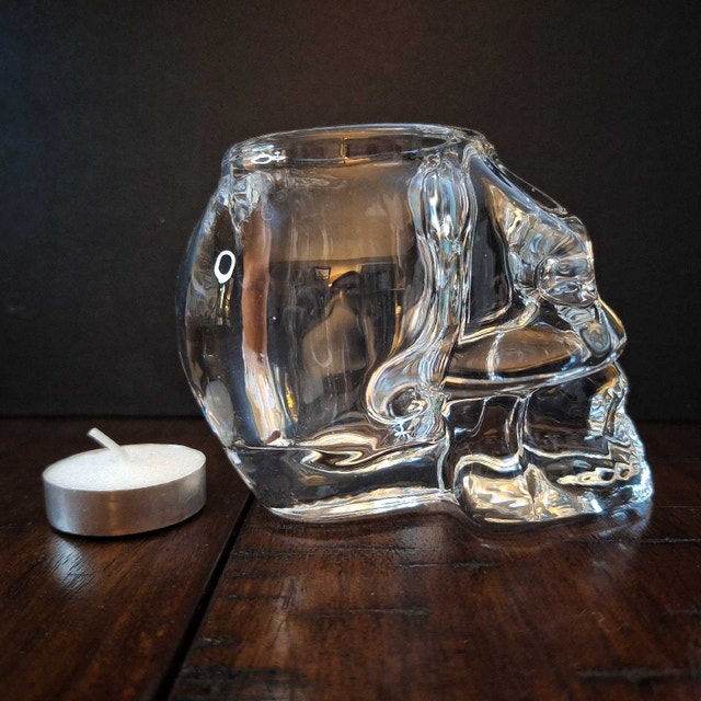 Heavy Glass Skull Candle Holder - photo 3
