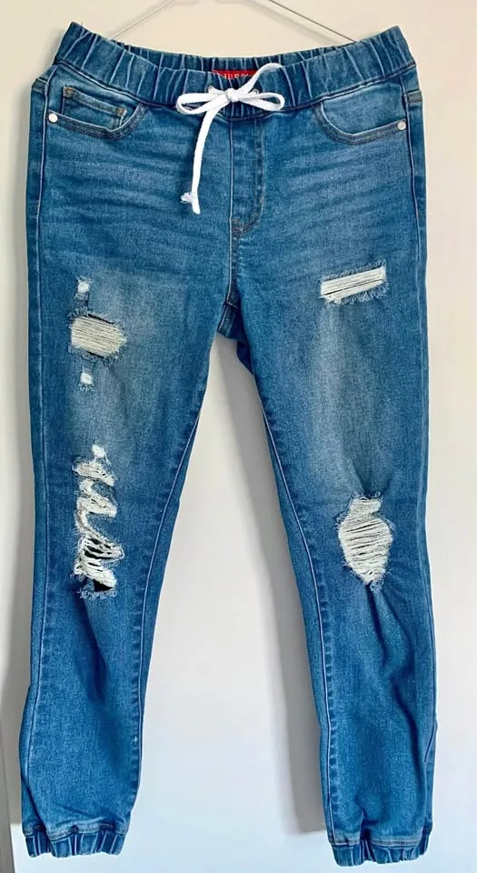 Guess Distressed Drawstring Waisted Denim Jeans thumbnail