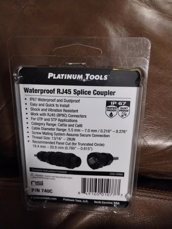 Lot 5 Platinum Tools Waterproof RJ45 Coupler - photo 2