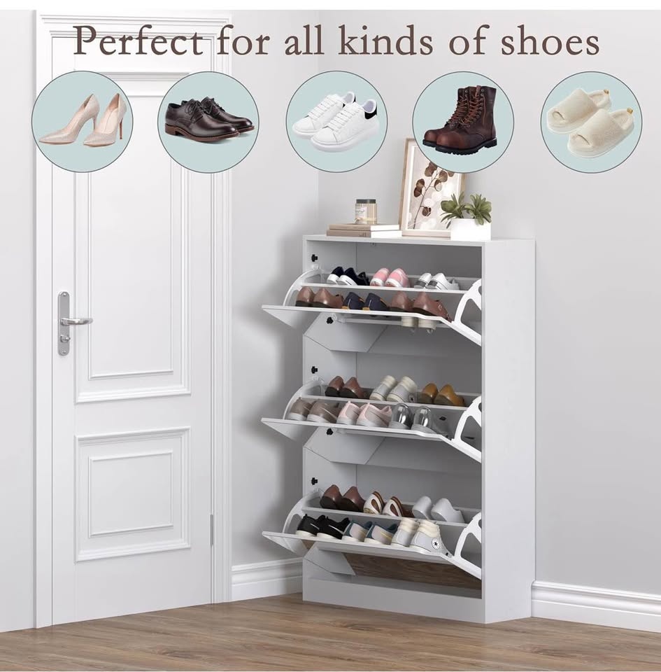 Shoe rack with 3-fold mirror drawers - photo 4