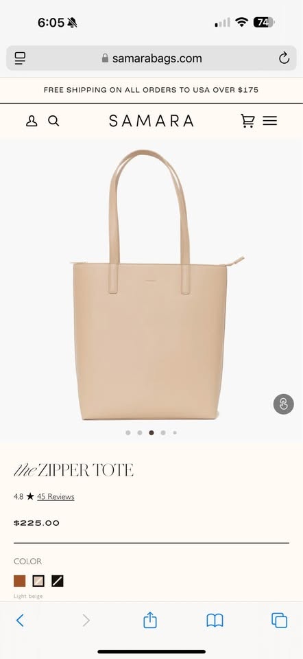 BNWT Samara vegan leather beige zipper tote bag - photo 2