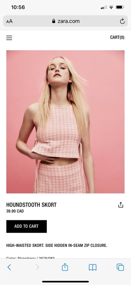 BNWT ZARA houndstooth crop top & shorts set (medium)