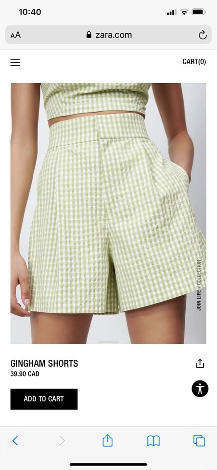 BNWT ZARA gingham crop top & shorts set (medium) - photo 3