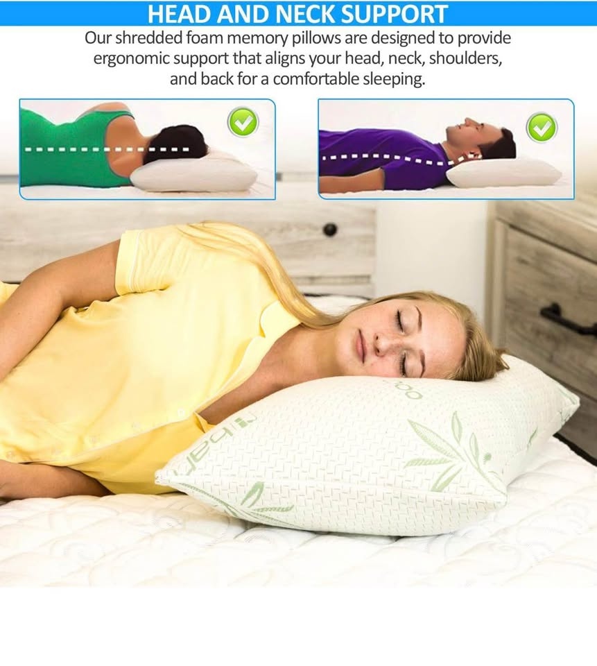 Queen Bamboo Cooling Shredded Memory Foam Pillows (2) - photo 3
