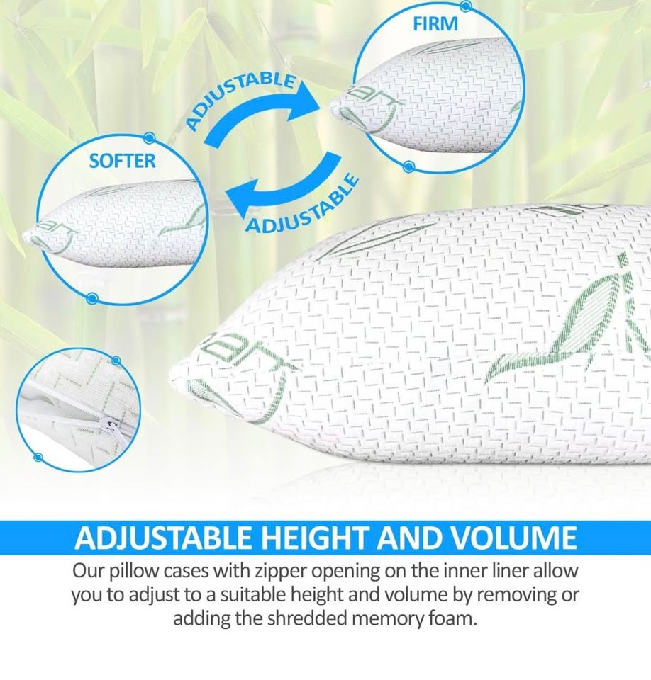 Queen Bamboo Cooling Shredded Memory Foam Pillows (2) - photo 4