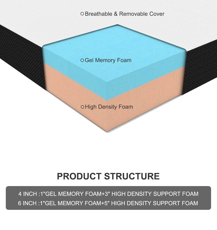 Foldable Mattress,4 Inch with Washable Cover - photo 2