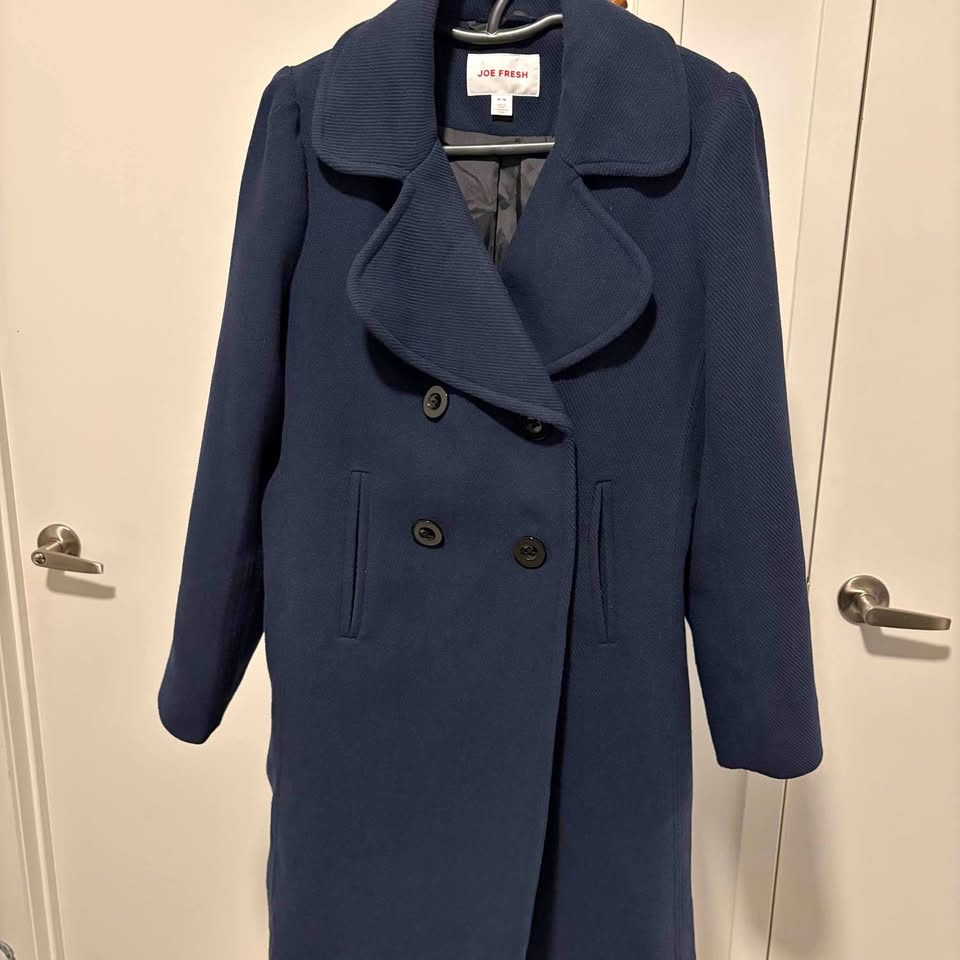 Joe Fresh navy blue double-breasted peacoat
