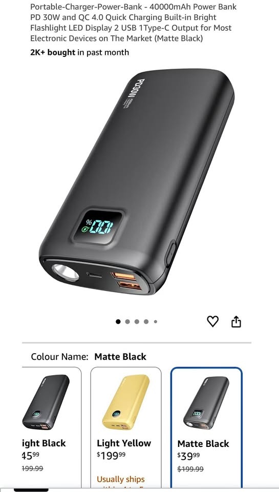 New Portable Charger 40000mAh 30W & Flashlight LED