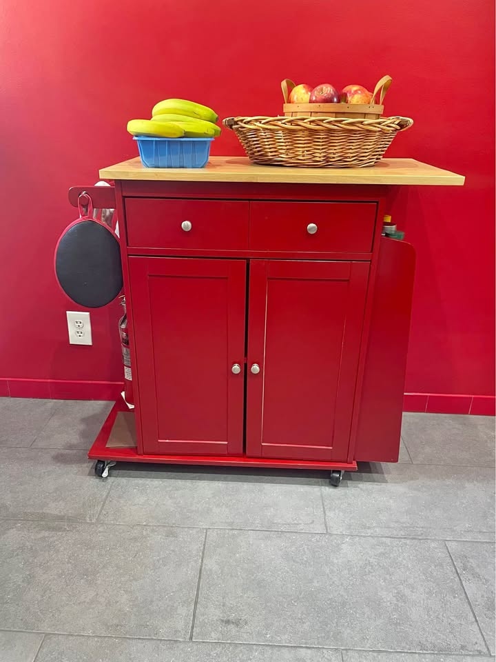 Rolling Kitchen Island Utility Trolley Cabinet