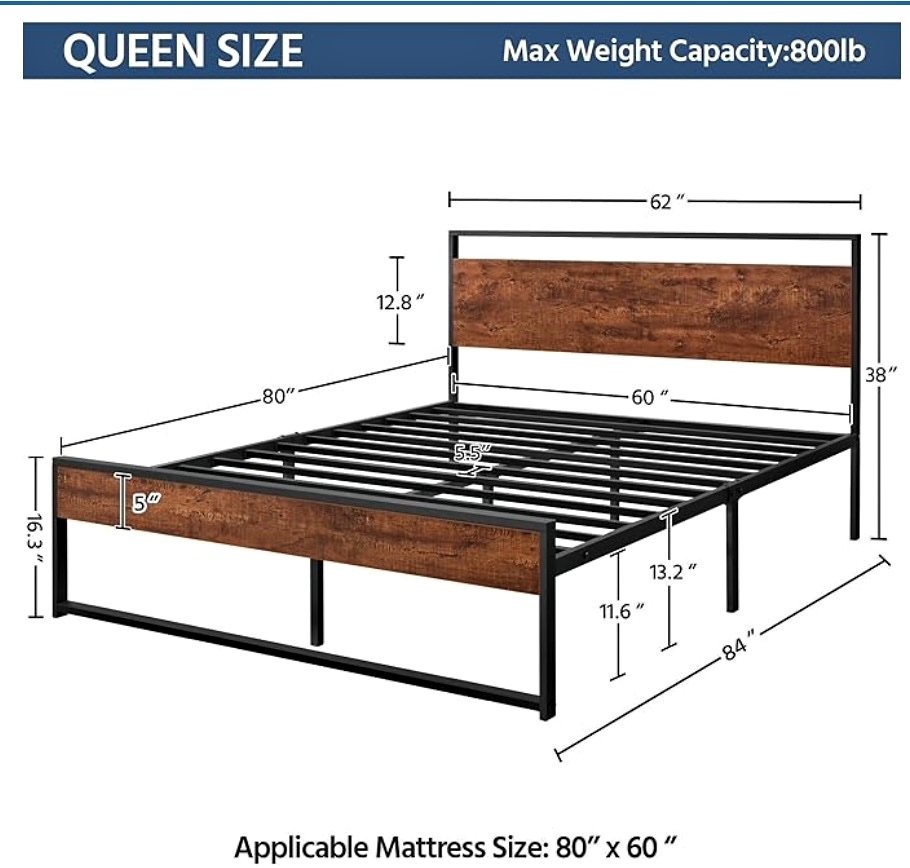 Queen Bed Frame – Like New!
