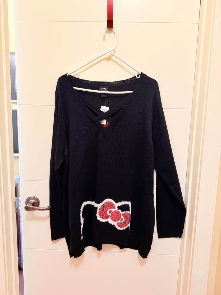 Torrid Hello Kitty V-Neck Sweater with Red sequin bow Size 1 - photo 2