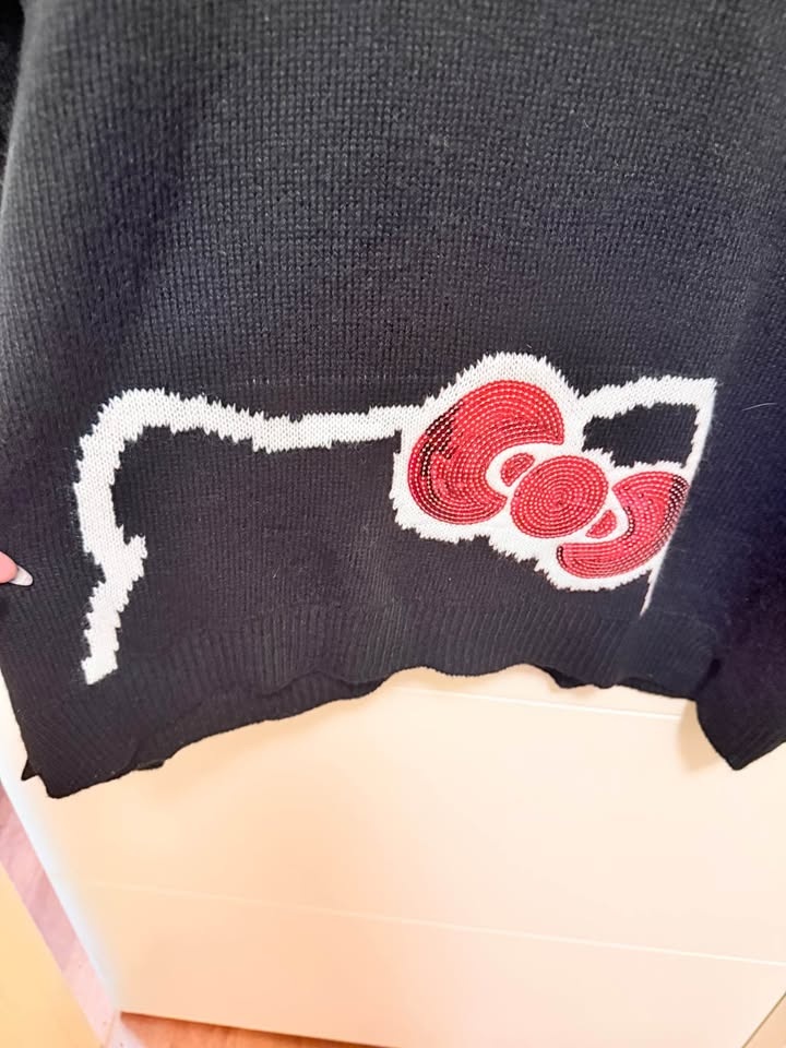 Torrid Hello Kitty V-Neck Sweater with Red sequin bow Size 1 - photo 4