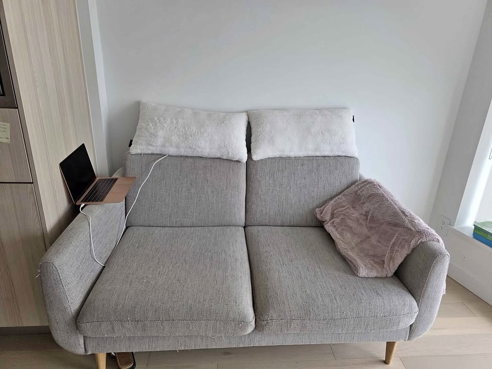 IKEA SMEDSTORP Loveseat, Viarp/beige/brown oak